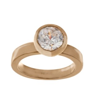 Дамски златист пръстен с камък размер 50 снимка