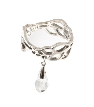 Сребрист пръстен с асиметричен дизайн и висулка размер 52 снимка