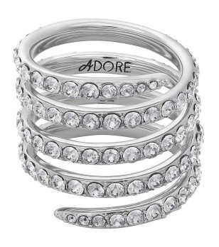 Елегантен спираловиден пръстен в сребристо с кристали снимка