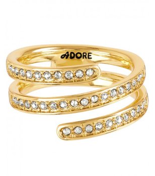 Дамски златист пръстен с кристали снимка