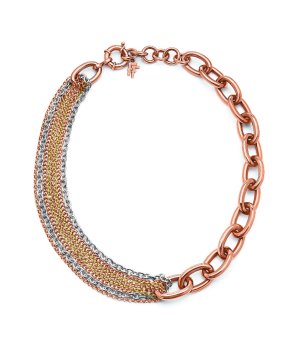 Дамско колие в розовозлатисто с верига снимка