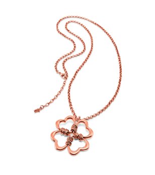 Дамско розовозлатисто колие с детелина снимка