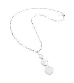 Сребристо колие с висулка с кръгли елементи снимка