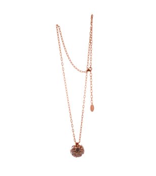 Дамско розовозлатисто колие с висулка с камъчета снимка