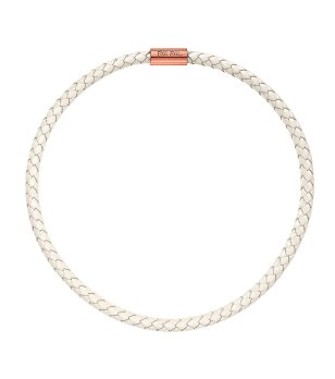 Дамско колие от естествена кожа в бяло колие снимка