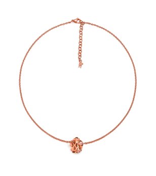 Розовозлатисто дамско колие с висулка снимка