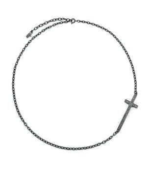 Колие в цвят графит с кръст снимка