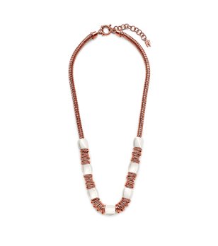 Розовозлатисто дамско колие с бели детайли  снимка