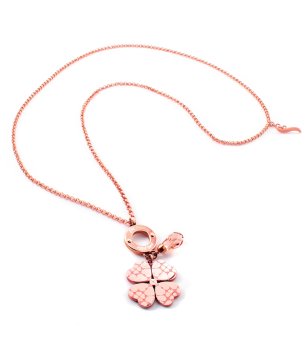 Колие в розовозлатисто с висулка детелина снимка