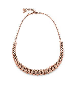 Дамско колие в розовозлатисто с кристали снимка