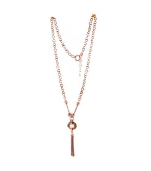 Дамско розовозлатисто колие с висулка снимка