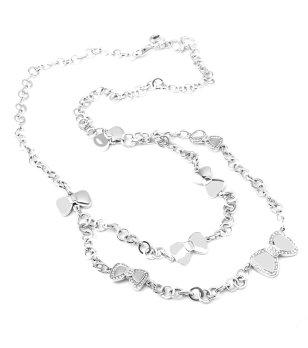 Дамско сребристо колие с панделки снимка