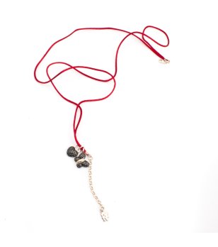 Дамско колие с висулки сърце и пеперуда снимка