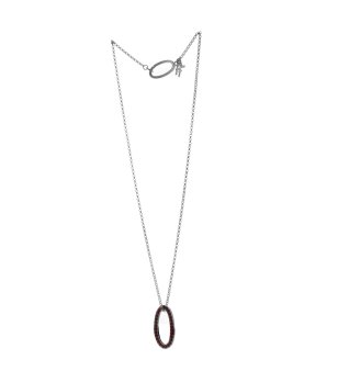 Дамско сребристо колие с овална висулка с камъчета снимка