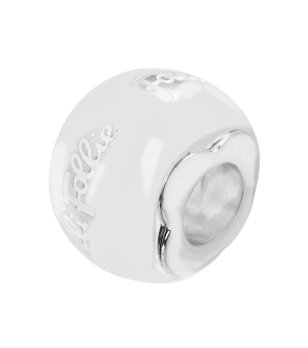 Талисман в сребристо и бяло с надпис снимка