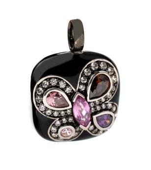 Черна висулка с камъни снимка