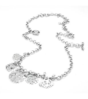 Дамско сребристо колие с орнаменти снимка