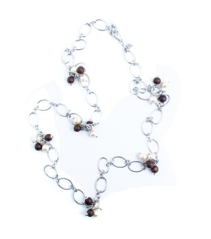 Дълго сребристо дамско колие с висулки снимка