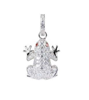 Сребриста висулка с дизайн жаба с кристали снимка