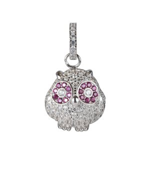 Сребриста висулка с дизайн сова с кристали снимка