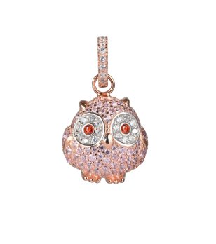 Розовозлатиста висулка с дизайн сова с кристали снимка