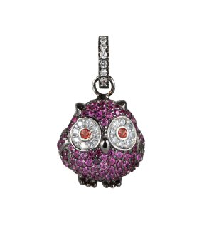 Висулка с дизайн сова с лилави кристали снимка