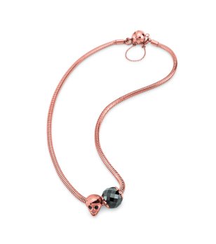 Колие в розовозлатисто с череп и топче снимка