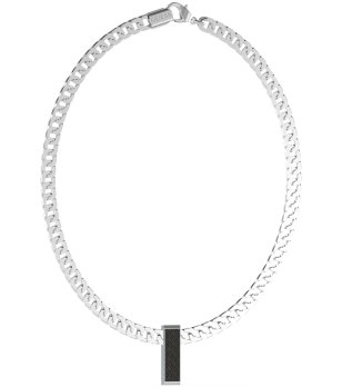 Дамско сребристо колие с черна висулка снимка