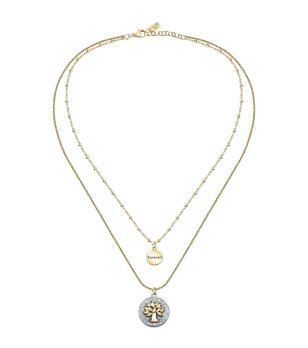 Дамско златисто двойно колие с висулки снимка