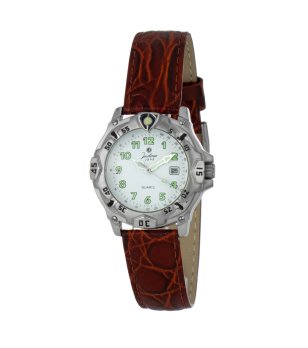 Дамски кварцов часовник с кожена каишка в бордо снимка