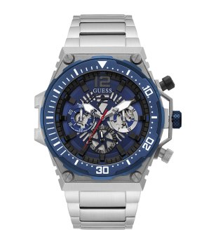 Мъжки аналогов часовник в сребристо и синьо снимка