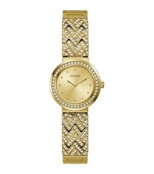 Златист дамски часовник с камъчета снимка