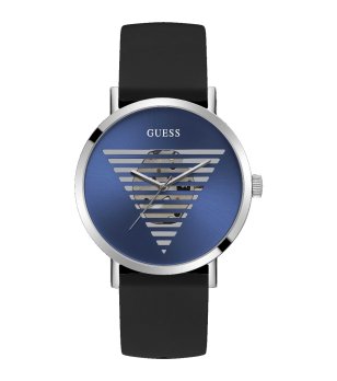 Аналогов часовник в сребристо с черна кожена каишка снимка