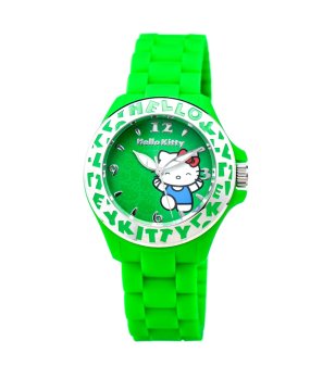 Детски зелен часовник с коте Hello Kitty снимка