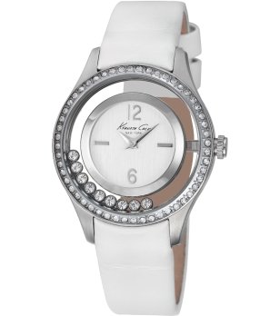 Дамски часовник в сребристо и бяло с ефектен циферблат снимка