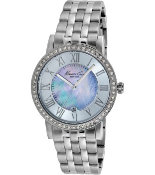 Дамски сребрист кварцов часовник с кристали снимка