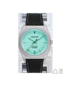 Часовник в сребристо и черно с циферблат в цвят мента снимка