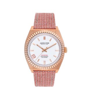 Дамски розовозлатист часовник с текстилна каишка снимка