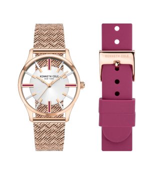 Дамски аналогов часовник в розовозлатисто с две каишки снимка