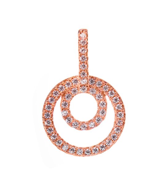 Кръгла висулка в розовозлатисто с кристали снимка