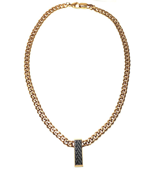 Златисто дамско колие верига с черна плочка снимка