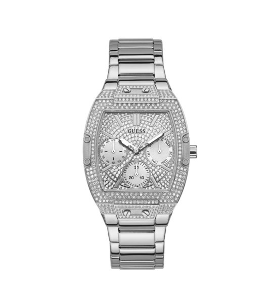 Дамски сребрист часовник с кристали снимка