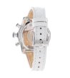 Дамски часовник хронограф в сребристо с бяла кожена каишка-1 снимка