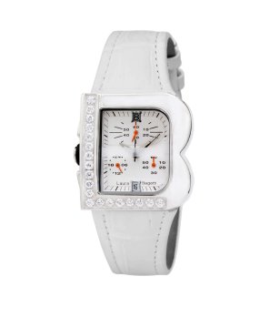 Дамски часовник с форма на сърце в бяло снимка