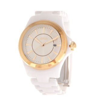 Дамски кварцов часовник в бяло и златисто снимка