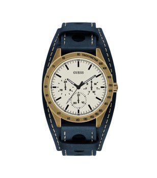 Кварцов мъжки часовник в тъмносиньо и златисто снимка