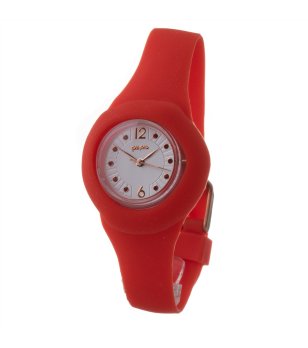 Дамски кварцов часовник с две каишки в червено и бяло снимка