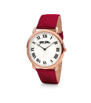 Дамски розовозлатист часовник с каишка в циклама снимка