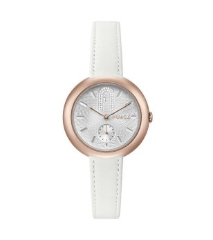 Дамски кварцов часовник в розовозлатисто с бяла кожена каишка снимка