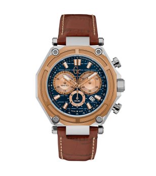Мъжки часовник с хронограф в кафяво и сребристо снимка